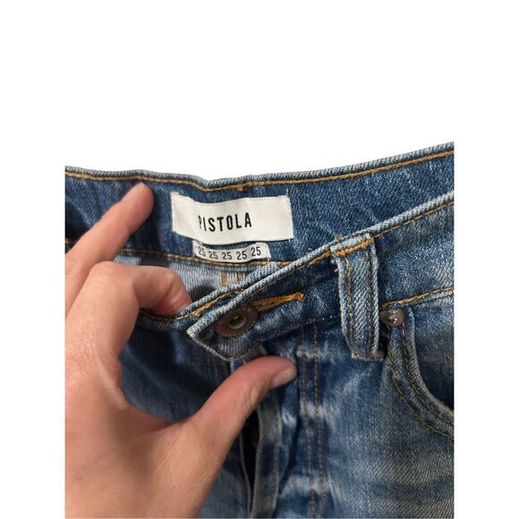 Pistola Button Closure Ripped Distressed Five Pocket Design Jeans Blue Size 25 - Picture 5 of 14